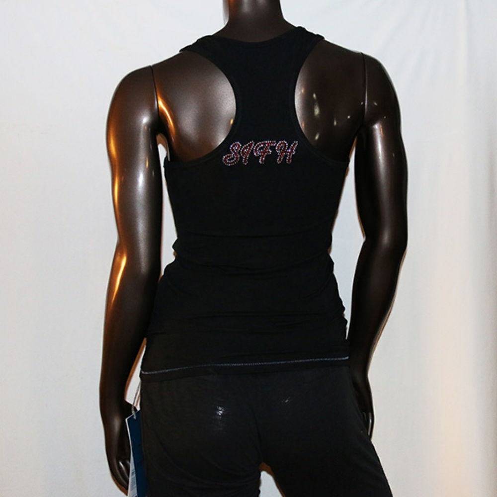 Rhinestone Racerback Tank - Black - Picture 2 of 3